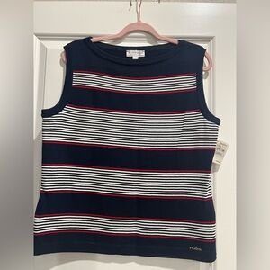 St John Sport Striped Knit Top with Red Accents